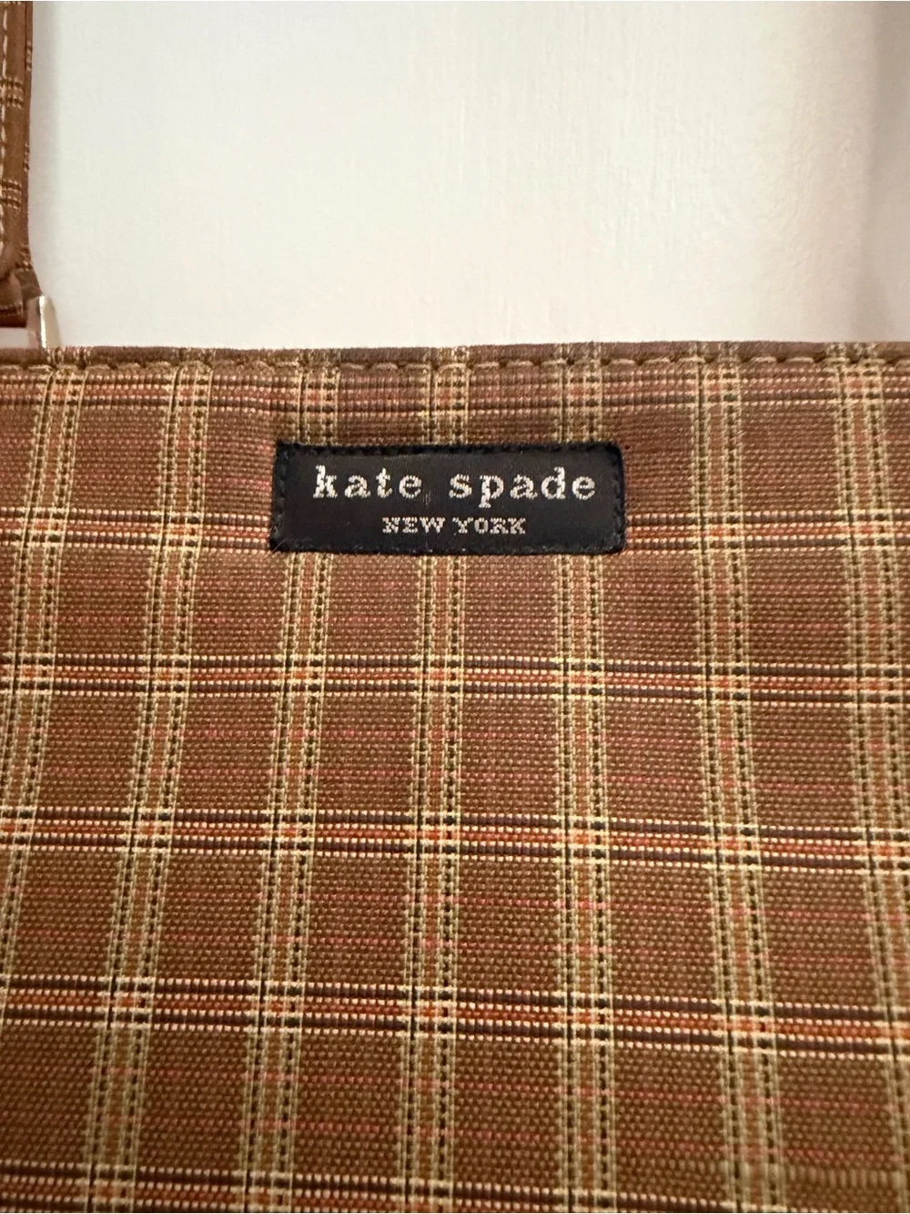 Kate spade vintage 1998 brown plaid sam rare preppy academia shoulder purse bag
